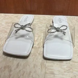 Cute white diamond studded sandals